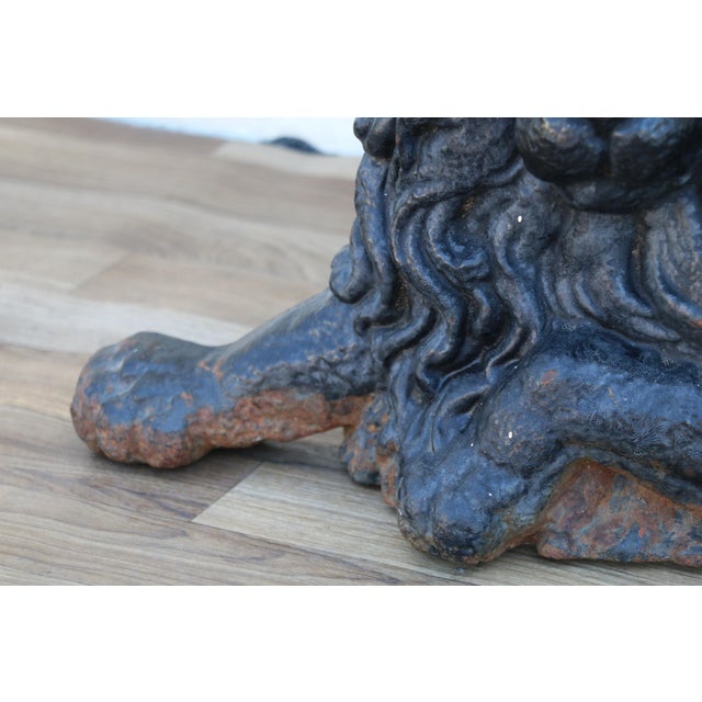 19th Century Antique English Cast Iron Lion Fireplace Andirons | Pair | Victorian Hearth Decor For Sale - Image 4 of 18