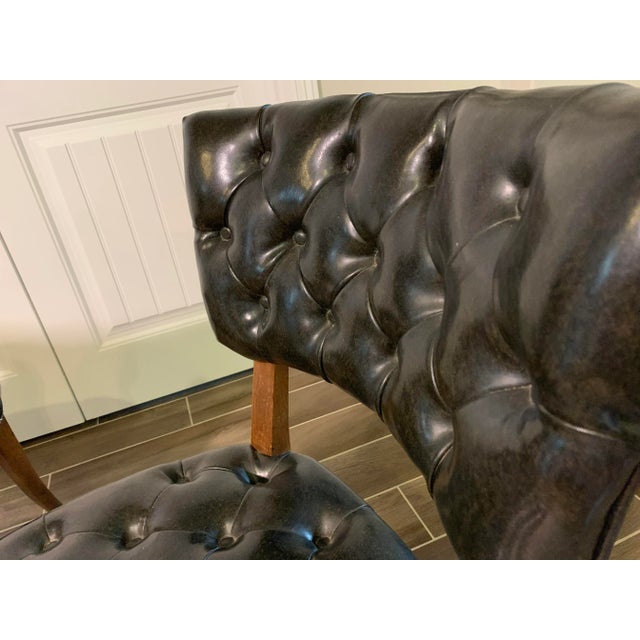 1960s Mid-Century Modern Black Tufted Chairs - a Pair For Sale - Image 5 of 12