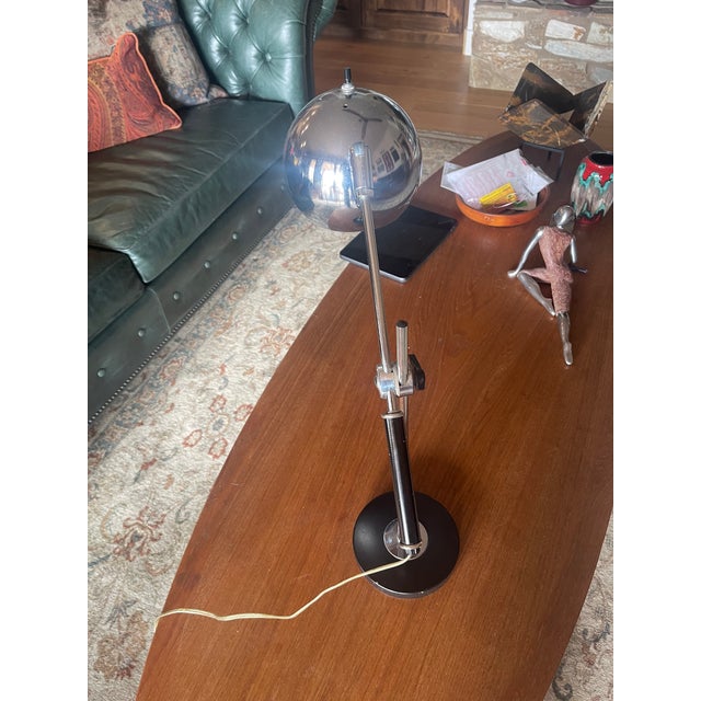 Mid-Century Modern Mid Century Circa 1965 Robert Sonneman Chrome Ball Adjustable Table Lamp For Sale - Image 3 of 5