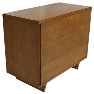 John Stuart Mid-Century Modern Walnut Bachelor Three-Drawer Chest Dresser For Sale