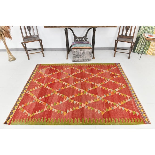 Vintage Wool Kilim Rug For Sale - Image 3 of 14