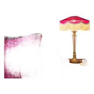 The Peggy Burgundy Silk Fringed Lampshade - Large For Sale
