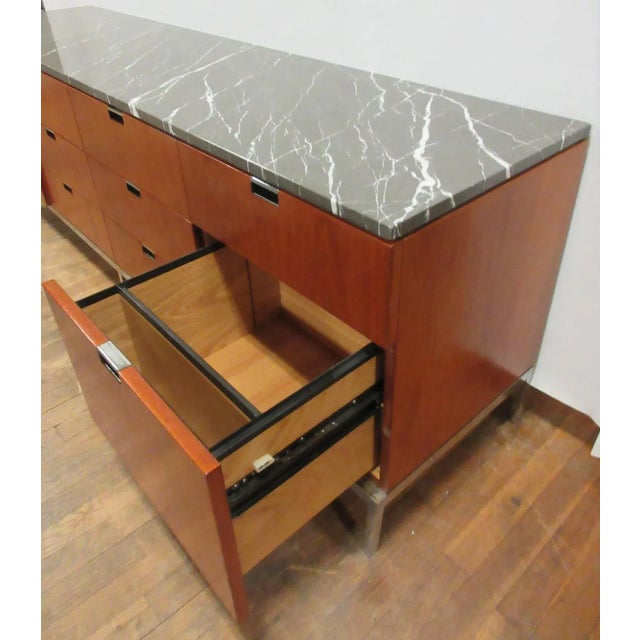 Brown Florence Knoll Credenza in Walnut With Marble Top For Sale - Image 8 of 11