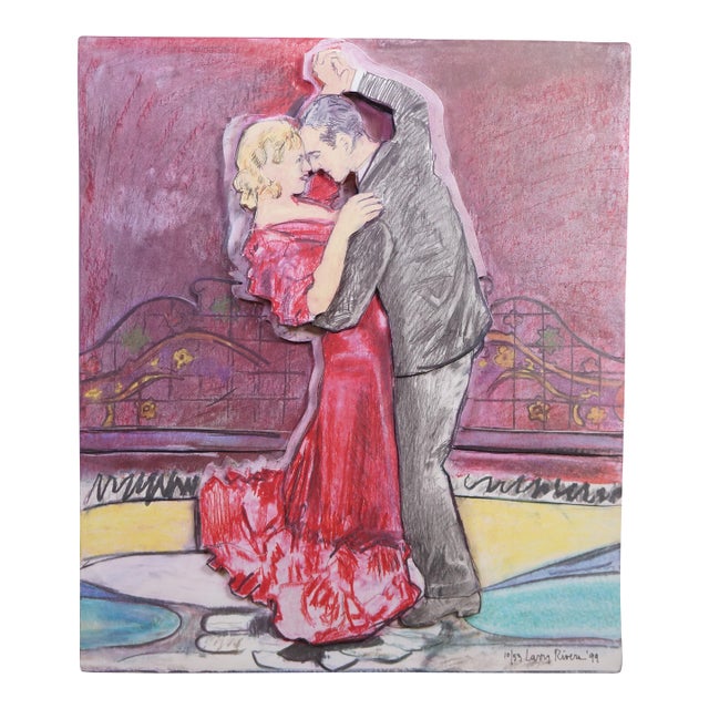 Vintage Larry Rivers Fred Astaire & Ginger Rogers 3d Dancers Pop Art Lithograph 34" For Sale
