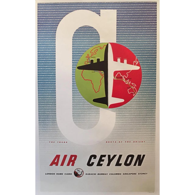 Modern Vintage-Style Air Ceylon Travel Poster For Sale