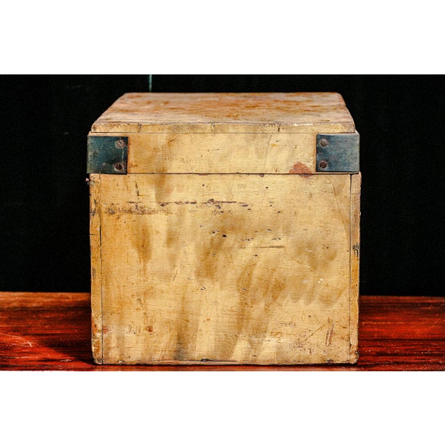 Rustic Hand Painted Antique Country Wood Box Storage Chest Trunk Home Decor Farmhouse Style For Sale - Image 10 of 12