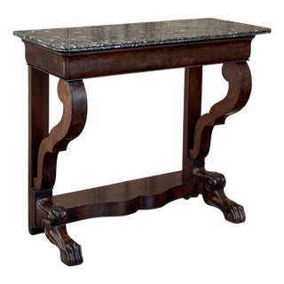 19th Century French Louis Philippe Period Mahogany Marble Top Console For Sale