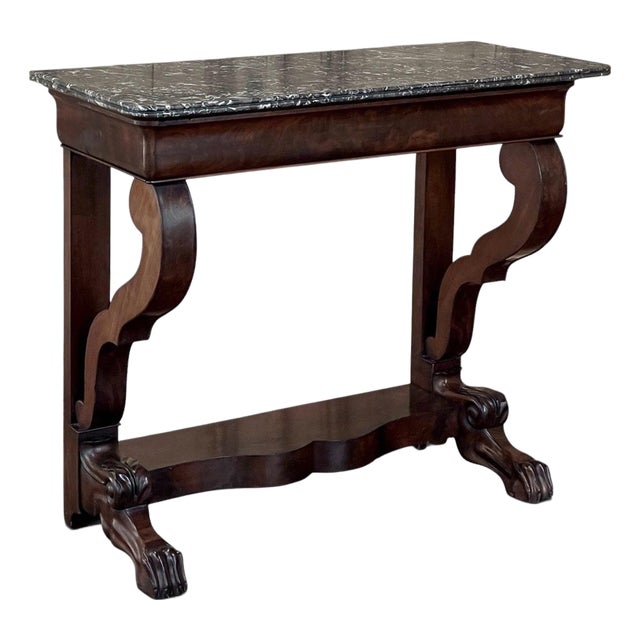 19th Century French Louis Philippe Period Mahogany Marble Top Console For Sale