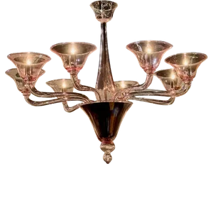 Pink Murano 8-Arm Glass Chandelier