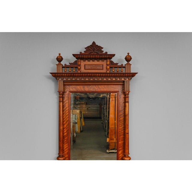 Wood Gründerzeit Wall Mirror in Walnut, Late 19th Century For Sale - Image 7 of 13