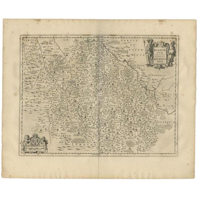 Antique Map of the Region of Bourbon by Janssonius, 1657 For Sale