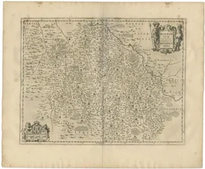 Antique Map of the Region of Bourbon by Janssonius, 1657
