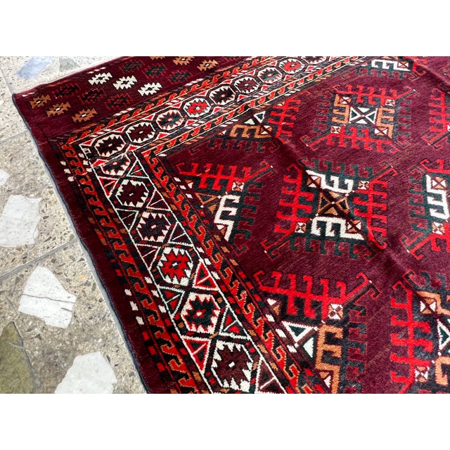 High-Quality Hand-Knotted Turkmen Yomut Wool Area Rug - 4'6" X 6'1" For Sale - Image 9 of 14