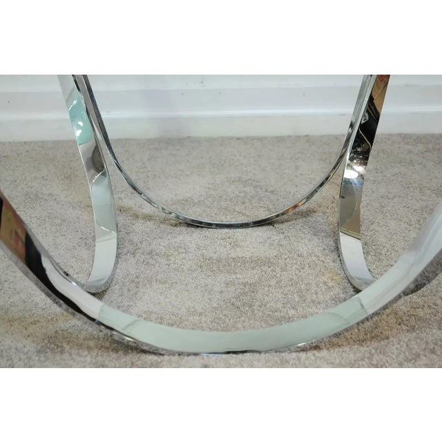Metal Late 20th Century Tri-Mark style Chrome Plated Steel Round Coffee Table After Roger Sprunger for Dunbar For Sale - Image 7 of 11