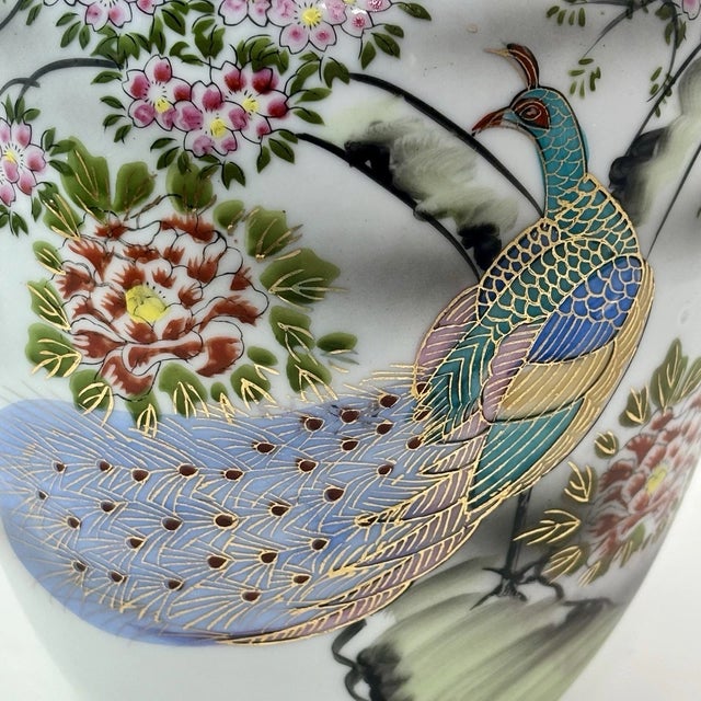 Gold Vintage Japanese Theme Porcelain Ginger Jar With Lid For Sale - Image 8 of 8