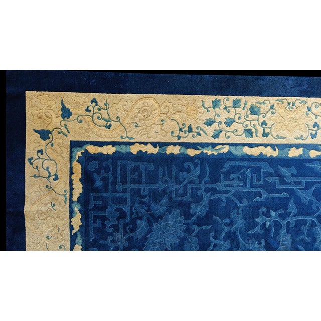 1900s Antique Light Blue Chinese Dragon Design Room Size Peking Area Rug For Sale - Image 12 of 12