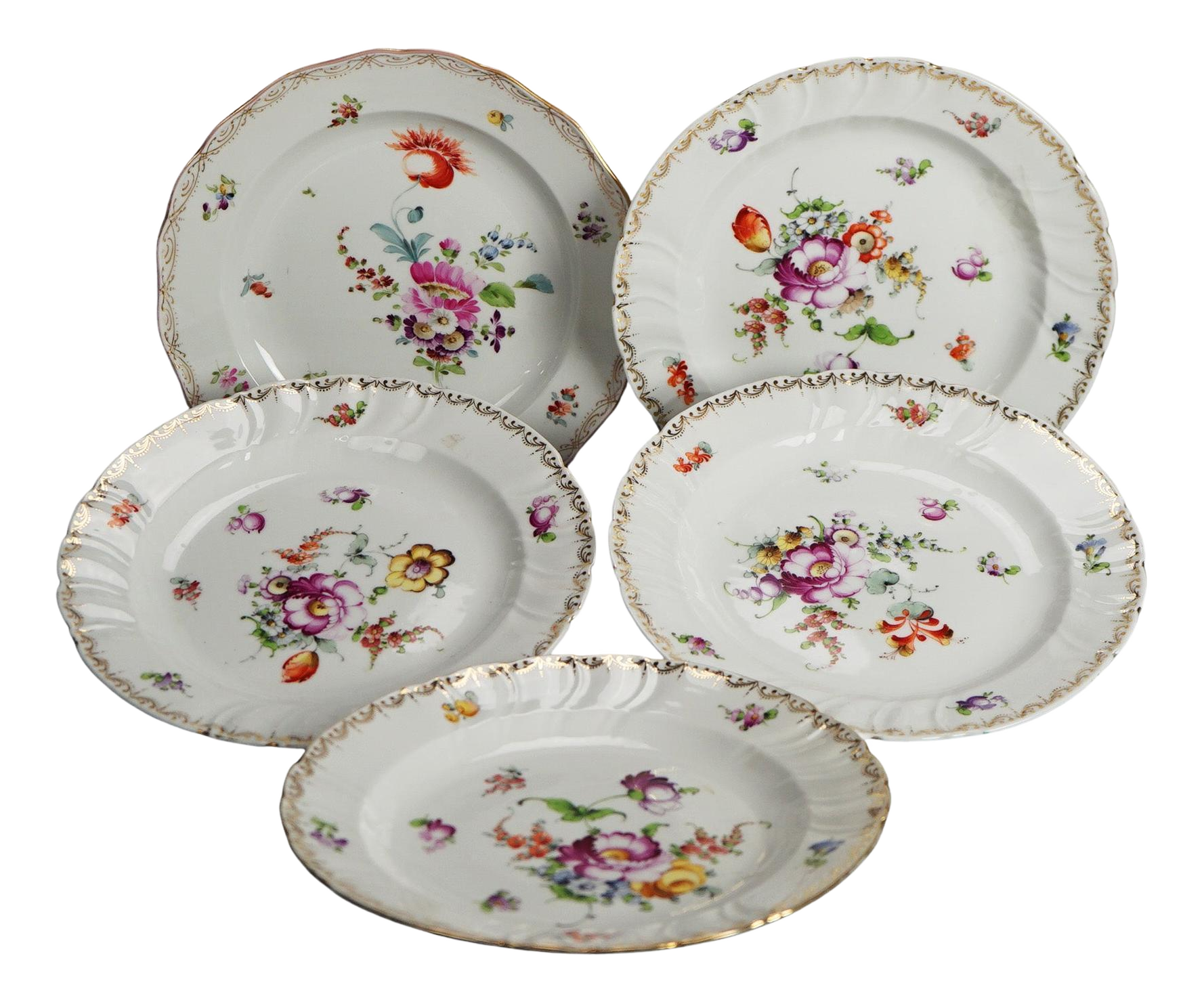 Circa 1900s Antique Meissen Porcelain Plates with Hand