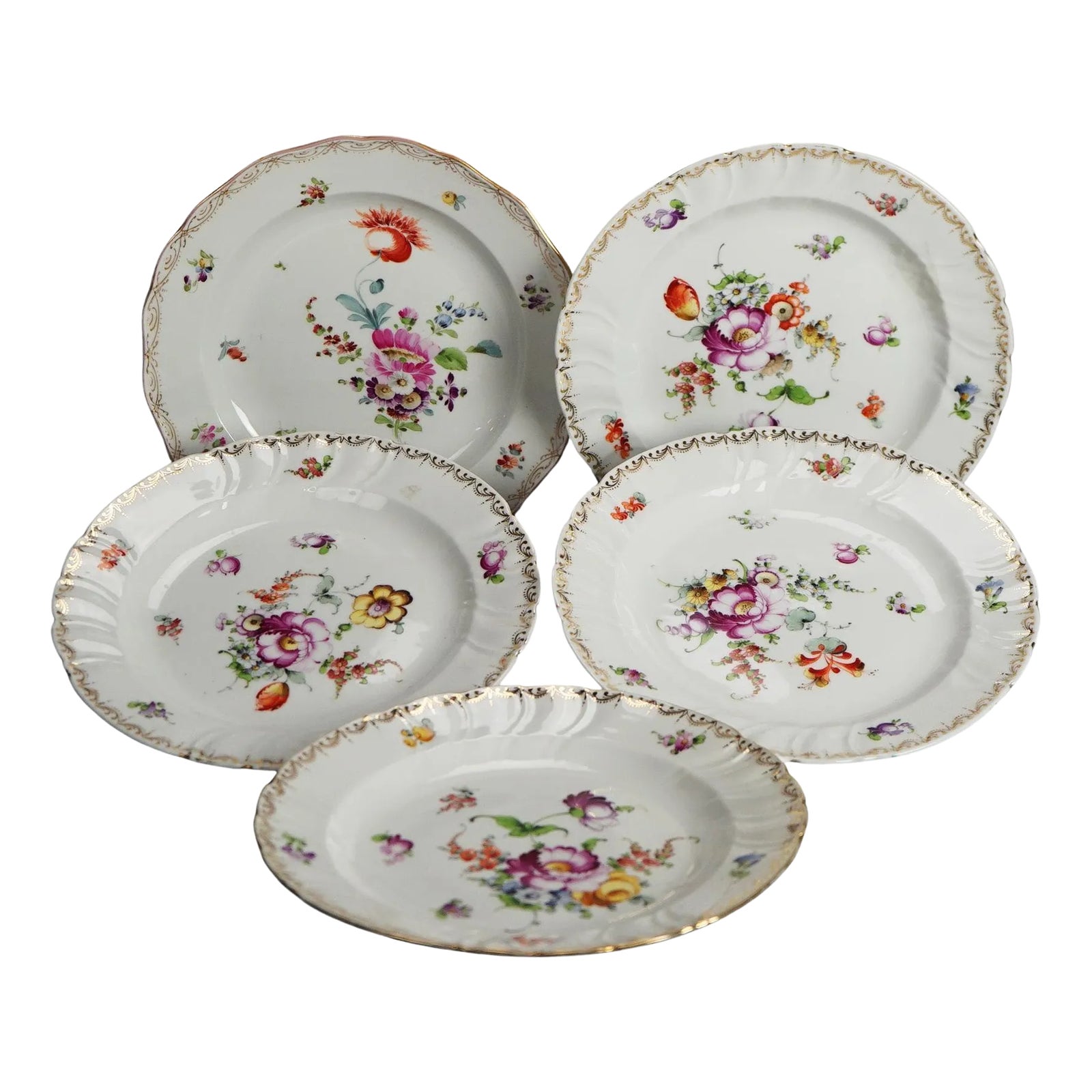 Circa 1900s Antique Meissen Porcelain Plates with Hand Painted