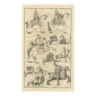 Montfaucon, Roman Horsemen in Scale Armor, Trajans Column and Theodosian Pillar, 1722, Engraving For Sale