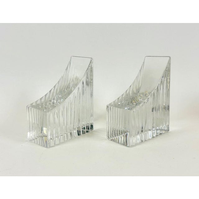 Mid-Century Crystal Glass Bookends, 1970s, Set of 2 For Sale - Image 6 of 10