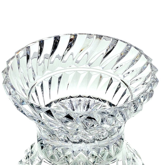 Contemporary Mikasa “Rainier” 9-Inch Heavy Cut Crystal Swirl Centerpiece Bowl – Japan For Sale - Image 3 of 12