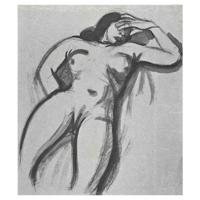 Jean Delpech, Nude, Original Watercolour, Mid-20th Century For Sale
