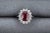 Red Natural Ruby & Diamond Halo Ring in 14k White Gold – 2.05 Ct Size 5 For Sale - Image 8 of 9