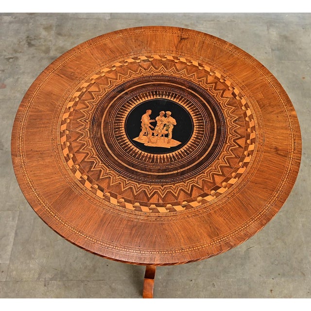 Italian 19th Century Marquetry Inlay Round Center Table For Sale - Image 12 of 14