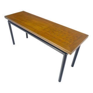 Kittinger Ebonized Base Flip Top 64” Long Console Dining Table c1960s MINT! For Sale