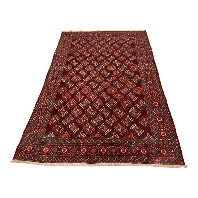 Antique Beshir Hand-Knotted Wool Rug - 8'8" X 6'3" For Sale