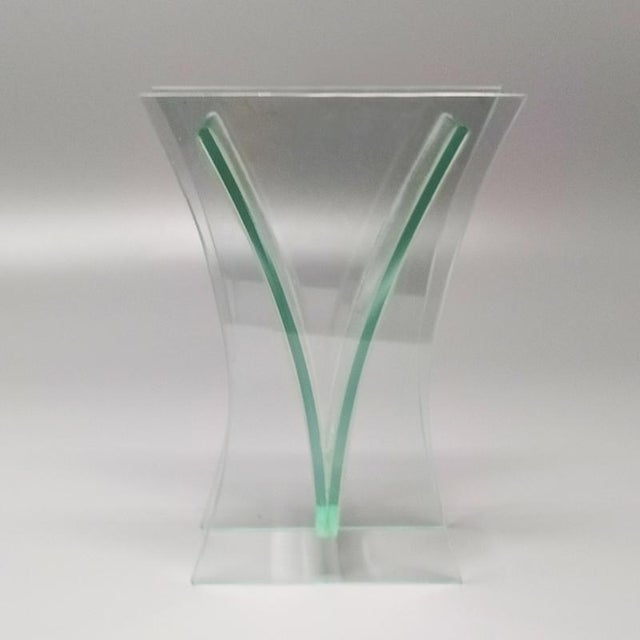 Italian Aquamarine Crystal Vase, 1960s For Sale - Image 3 of 6