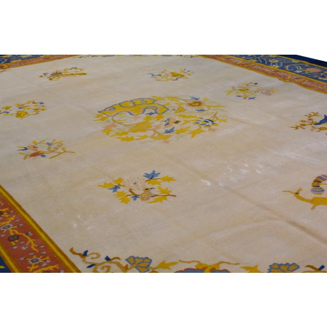 Vintage Chinese Art Deco Hand Knotted Wool Rug, 9'8x13 For Sale - Image 4 of 6