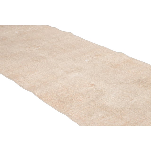 1960s 1960s Vintage Shabby Chic Turkish Handmade Beige Wool Runner For Sale - Image 5 of 9