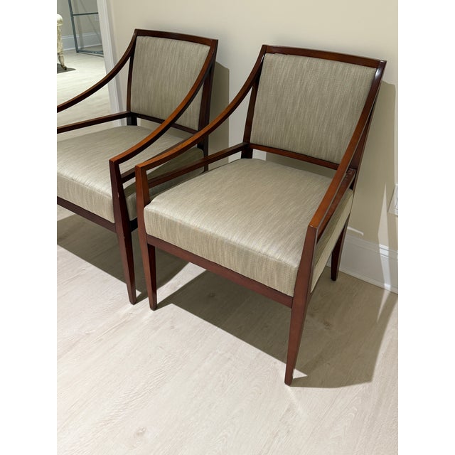 2000 - 2009 Pair of Bolier & Co Rosenau Upholstered Back Arm Chairs For Sale - Image 5 of 12