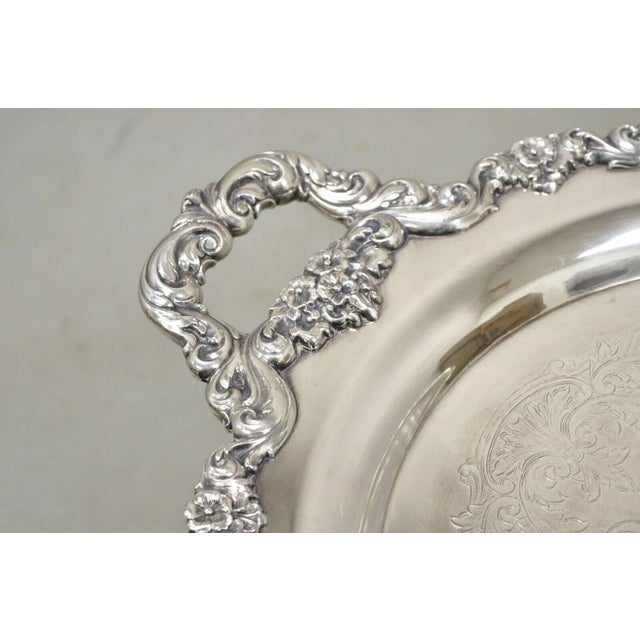 Vintage Poole Silver Co. Lancaster Rose Victorian Style Serving Platter