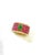 Bochic “Orient” African Ruby, & Jade Vintage Band Ring Set In 18 K Gold & Silver, Size 7.5 For Sale - Image 6 of 11