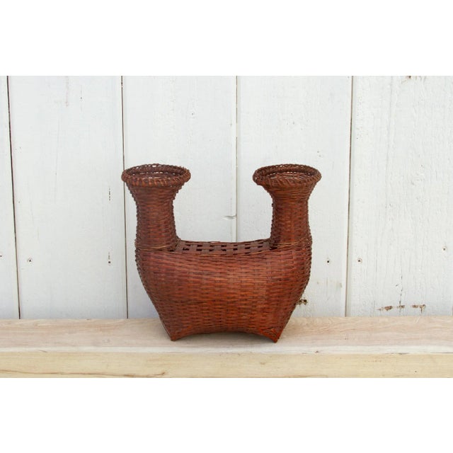 Brown Vintage Asian Boat Shaped Basket For Sale - Image 8 of 8