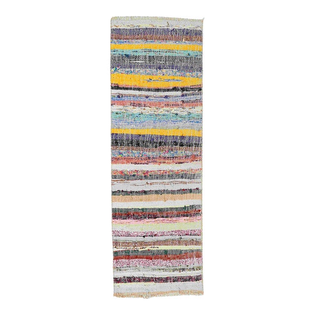 Vintage Decorative Small Rag Rug - 1`6″ X 4`7″ Ft. For Sale