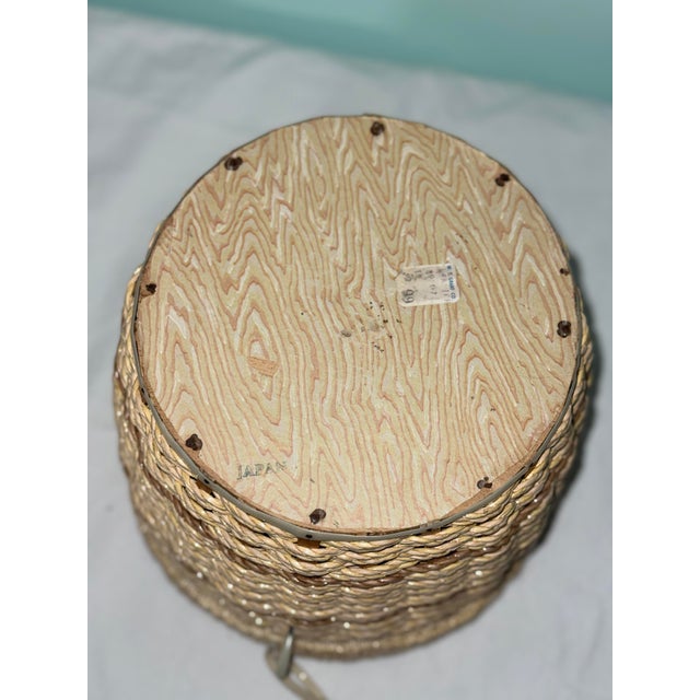 Mid-Century Modern Vintage Wicker Woven Sewing Basket With Lid For Sale - Image 3 of 7