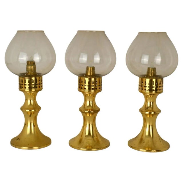 Scandinavian Brass Lantern Candleholders, Set of 3 For Sale - Image 6 of 6