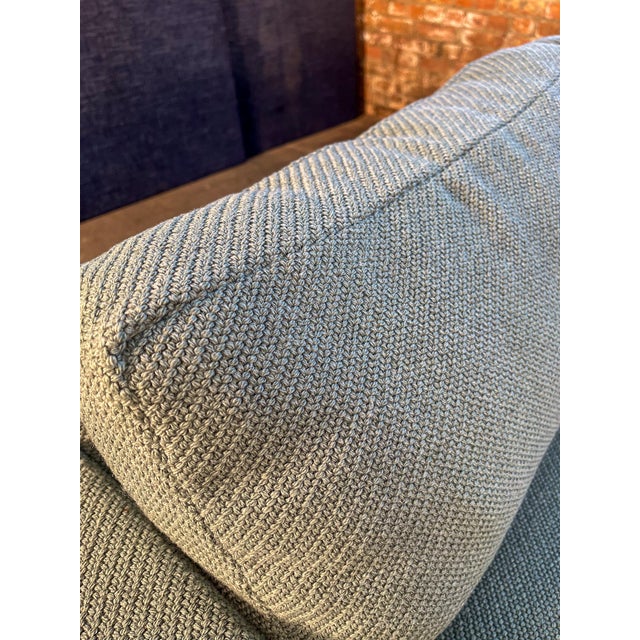 Turquoise 1970s Milo Baughman for Thayer Coggin L-Shaped Sectional Sofa in Blue-Green Woven Fabric For Sale - Image 8 of 11