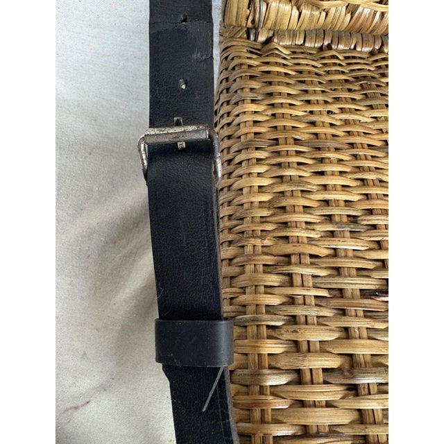 Vintage Woven Rattan and Leather Field Chair For Sale - Image 6 of 10