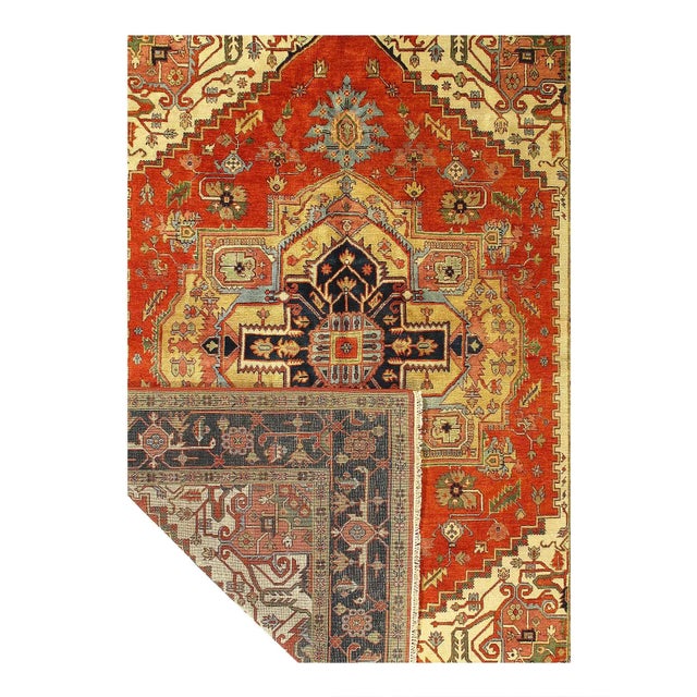 Traditional 2020s Rust Color Hand Knotted Serapi Design For Sale - Image 3 of 4