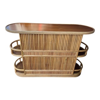 Vintage Bamboo Bar With Cane Panels, Circa 1970s For Sale