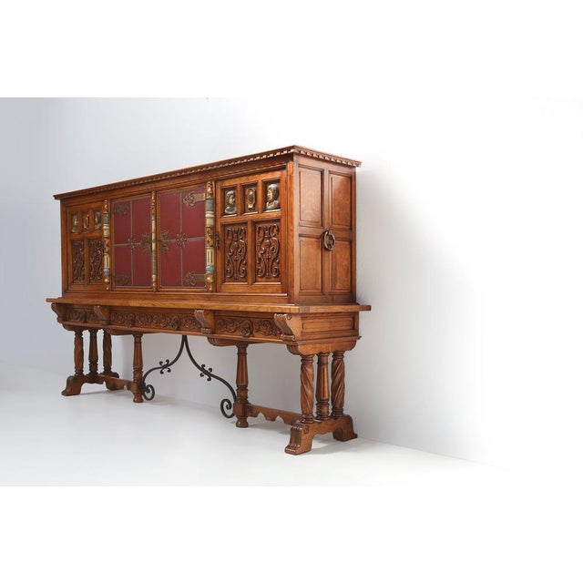 20th Century Baroque Carved Sideboard, Spain, 1950 For Sale - Image 12 of 17