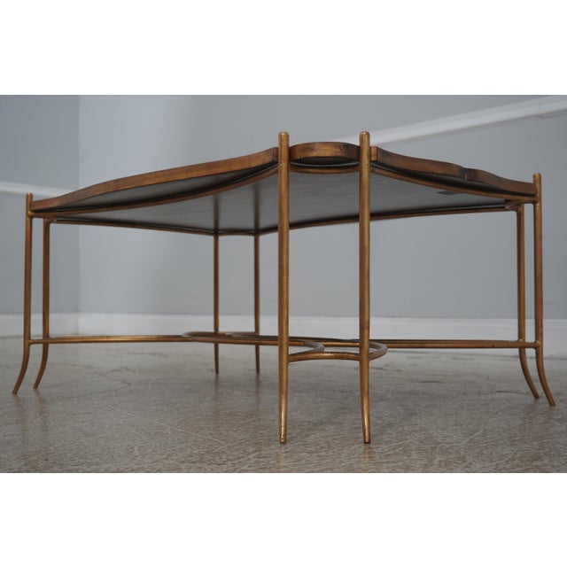 Regency Style Black & Gold Painted Iron Base Tray Table For Sale - Image 4 of 14