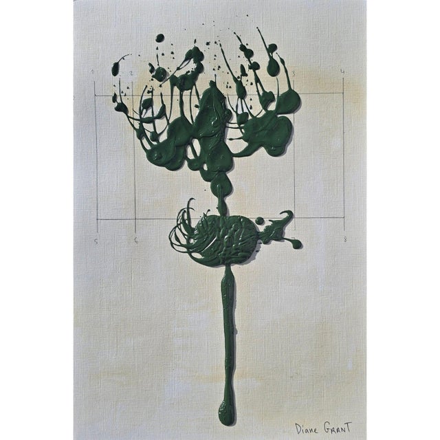 Contemporary Set of 6 - One-of-a-Kind Dark Green Botanical Organic Modern Original Oil Paintings / Herbarium / Floral / Earth Tones For Sale - Image 3 of 12