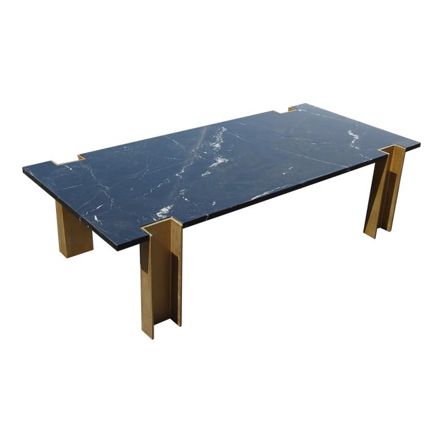 Contemporary Modern Black Marble Coffee Table With Gold Legs Chairish