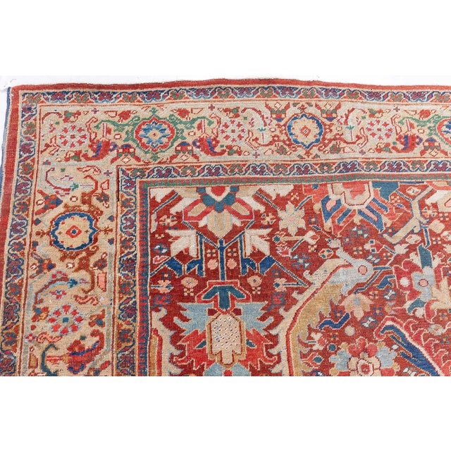 Textile Early 20th Century Colorful Persian Heriz Handwoven Wool Carpet For Sale - Image 7 of 11