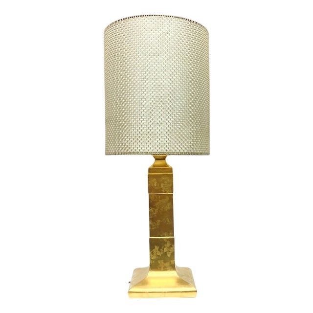 Hollywood Regency Floor or Table Lamp with Gold-Plated Ceramic Base, 1960s-1970s For Sale